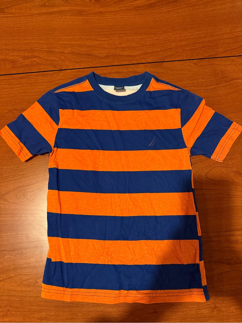 Kids Short-Sleeve Stripe Tee - Orange & Navy